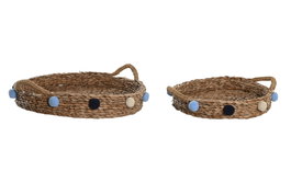 DKD Home Decor Cesta Mediterraneo Multicolor Natural 40 x 9.5 x 49 cm Set de 2 Seagrass Hecho a Mano
