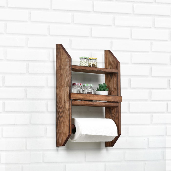 Aberto Design Especiero y Colgador de Toallas de Madera Natural, 48x29x10 cm