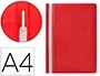 Q-connect Carpeta Dossier Fastener Plástico DIN A4 Roja PVC Transparente Opaca