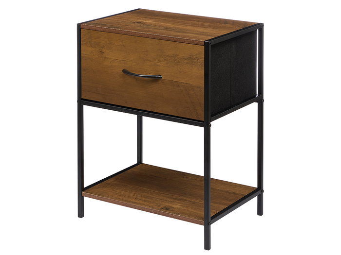 GIFTDECOR Mesita de salón con cajón y balda Negro-Bambu