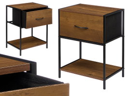 GIFTDECOR Mesita de salón con cajón y balda Negro-Bambu