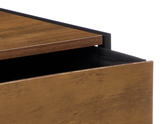 GIFTDECOR Mesita de salón con cajón y balda Negro-Bambu
