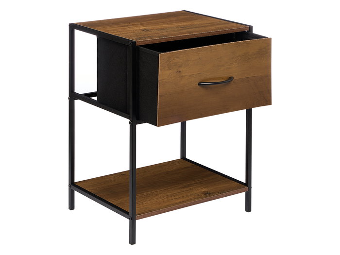GIFTDECOR Mesita de salón con cajón y balda Negro-Bambu
