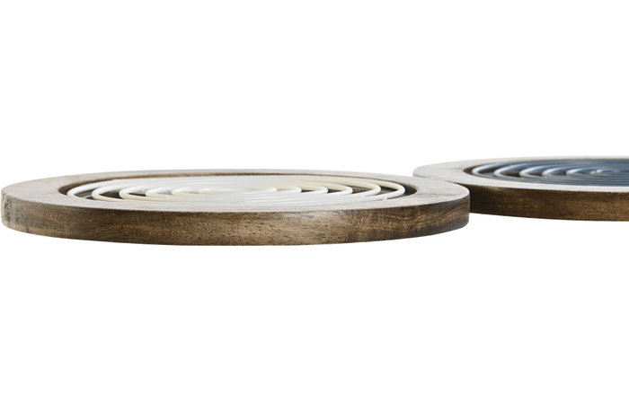 DKD Home Decor Salvamanteles de Metal y Rubberwood 18x18x1,2 cm Surtido de 2