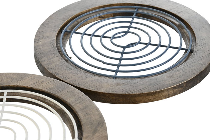 DKD Home Decor Salvamanteles de Metal y Rubberwood 18x18x1,2 cm Surtido de 2
