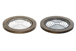DKD Home Decor Salvamanteles de Metal y Rubberwood 18x18x1,2 cm Surtido de 2