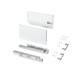 Emuca Cajón exterior Protone 30kg con guías de extracción total y cierre suave, Altura 178mm, profundidad 350mm, Acero, Pintado blanco