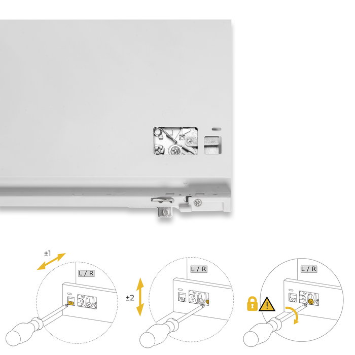 Emuca Cajón exterior Protone 30kg con guías de extracción total y cierre suave, Altura 178mm, profundidad 350mm, Acero, Pintado blanco