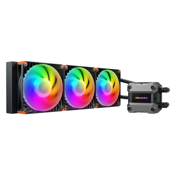 Cougar Poseidon Ultra 360 CPU Enfriador Líquido AIO ARGB Negro, Refrigeración de 360 mm con 3 Ventiladores PWM de 120 mm, Para LGA/AM4/AM5, 64.95 CFM, 32.1 dB