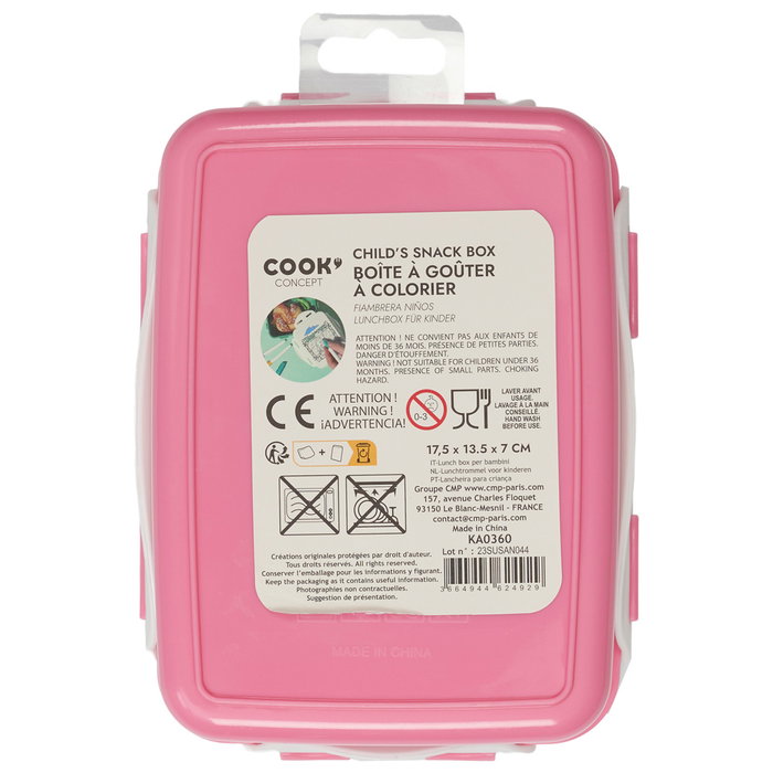 Cook Concept Fiambrera Infantil para Colorear con 4 Rotuladores (Modelos Unicornios y Dinosaurios)