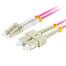 Lanberg Cable de Fibra Óptica LC/SC Multimodo OM4 1m, 50/125 μm, Full Duplex, Inserción 0.2 dB, LSZH, Violeta