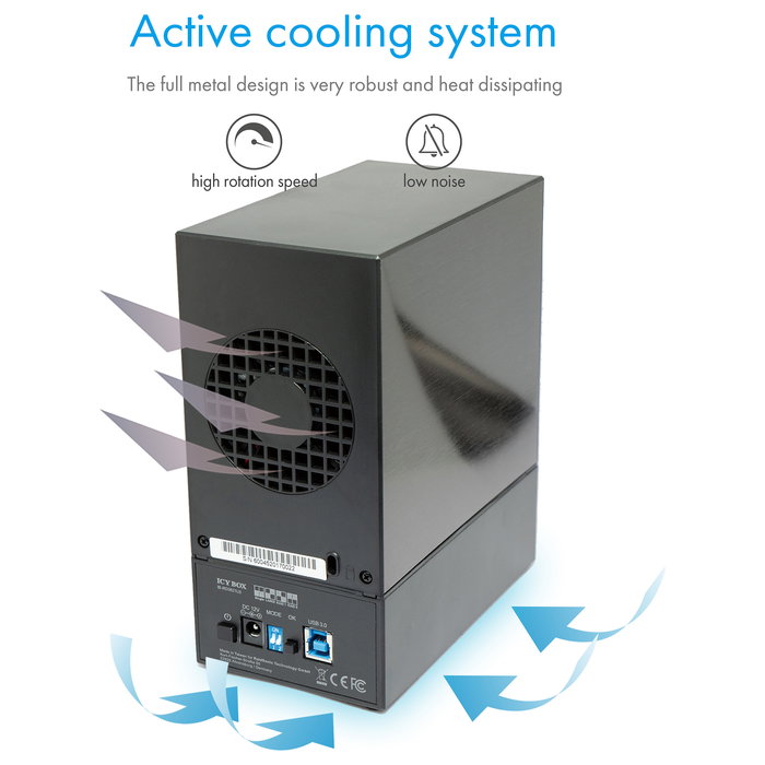 ICY BOX IB-RD3621U3 Carcasa Disco Duro SSD 2x 3.5" SATA a USB 3.0 RAID 0/1/LARGE/SINGLE Negro