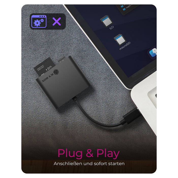 ICY BOX Adapter Externo Multi Lector de Tarjetas USB 3.0 Type-C para PC y Laptop - Retail