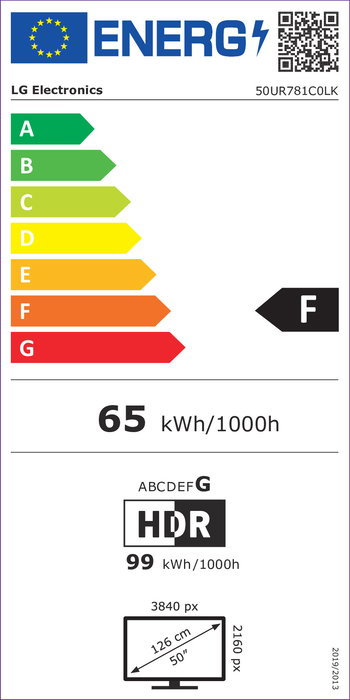 LG 50UR781C0LK - Televisor LED 50" 4K UHD (127 cm), Smart TV, HDR10, WiFi, Bluetooth, Negro