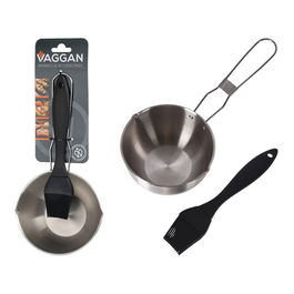 Vaggan Salsera Barbacoa con Pincel de Silicona y Acero Inoxidable para Embadurnado