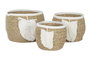 DKD Home Decor Set de 3 Cestas de Fibra y Algodón con Hoja Macramé, 33x33x27 cm