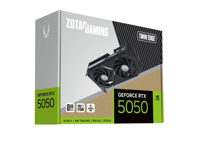ZOTAC Tarjeta Gráfica GeForce RTX 5050 Twin Edge 8GB GDDR6, 2560 núcleos CUDA, HDMI 2.1b, DisplayPort 2.1b, refrigeración dual, PCIe 5.0 para gaming y Ray Tracing