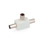 Edm Derivador TV 1 Base + 2 Clavijas Retractilado Blanco Metal/PVC 9.5mm