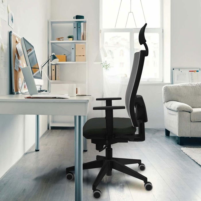 Silla de oficina Horna con mecanismo Sincro tapizada con Tela color Pistacho y malla color Gris. Equipada con lumbar 1D, Brazos 1D, Cabecero Fijo y Ruedas 65 mm parqué Silla de oficina Horna con mecanismo Sincro tapizada con Tela color Pistacho y malla color Gris. Equipada con lumbar 1D, Brazos 1D, Cabecero Fijo y Ruedas 65 mm parqué