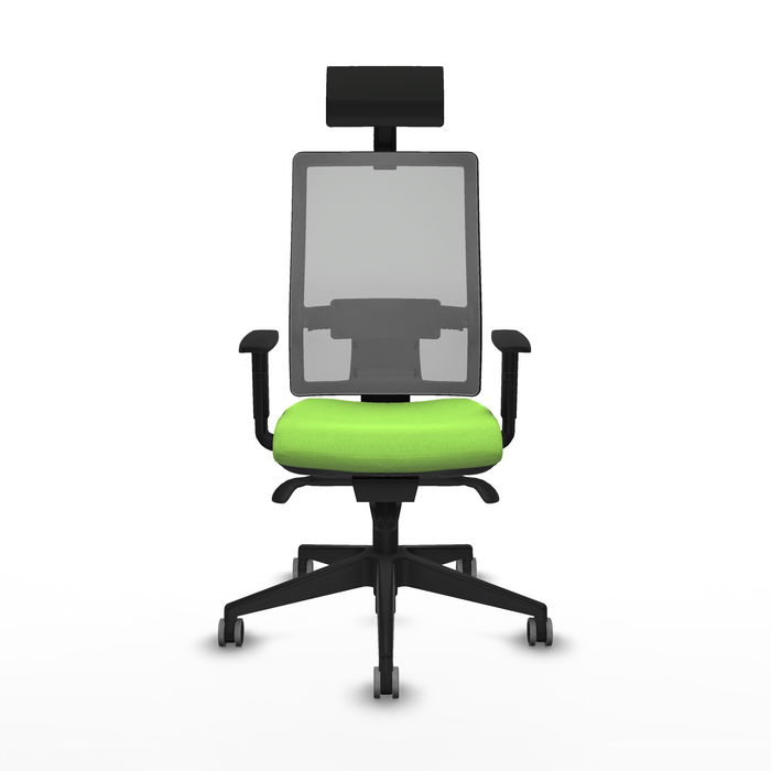 Silla de oficina Horna con mecanismo Sincro tapizada con Tela color Pistacho y malla color Gris. Equipada con lumbar 1D, Brazos 1D, Cabecero Fijo y Ruedas 65 mm parqué Silla de oficina Horna con mecanismo Sincro tapizada con Tela color Pistacho y malla color Gris. Equipada con lumbar 1D, Brazos 1D, Cabecero Fijo y Ruedas 65 mm parqué