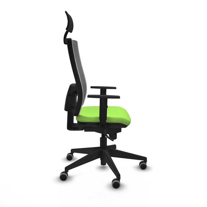 Silla de oficina Horna con mecanismo Sincro tapizada con Tela color Pistacho y malla color Gris. Equipada con lumbar 1D, Brazos 1D, Cabecero Fijo y Ruedas 65 mm parqué Silla de oficina Horna con mecanismo Sincro tapizada con Tela color Pistacho y malla color Gris. Equipada con lumbar 1D, Brazos 1D, Cabecero Fijo y Ruedas 65 mm parqué