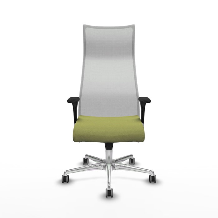 PIQUERAS Y CRESPO Sillón Albacete Verde oliva y Blanco con Mecanismo Sincro y Base de Aluminio
