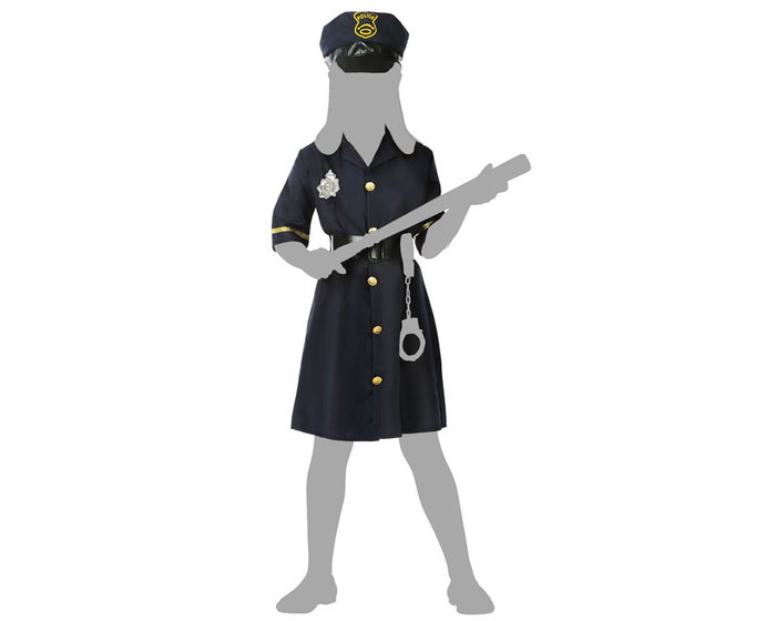 Disfraz de Policía Infantil Azul Marino para Niña 7-9 Años con Vestido, Cinturón y Gorra Disfraz de Policía Infantil Azul Marino para Niña 7-9 Años con Vestido, Cinturón y Gorra