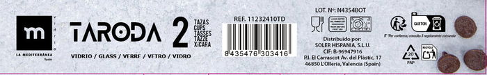 La Mediterranea Set 2 Tazas 380 ml Dec. "Taroda" Ø9x9.8 cm (24 Cajas)