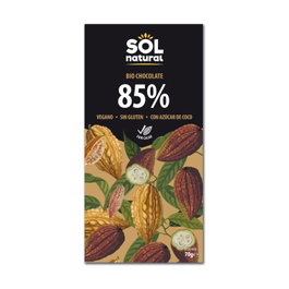 Sol Natural Tableta Chocolate Negro 85% Cacao Vegano Sin Gluten 70g