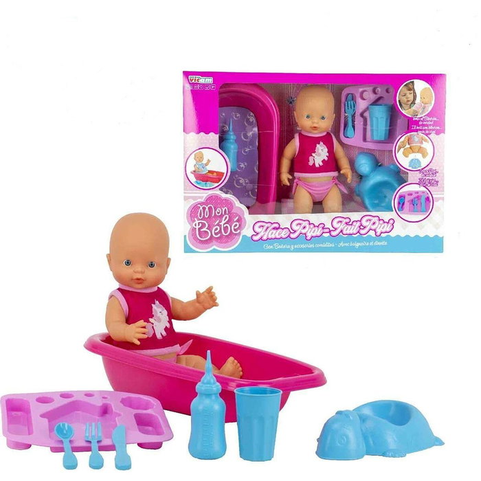 Vicam Muñeco Baby Pipi Comiditas con bañera