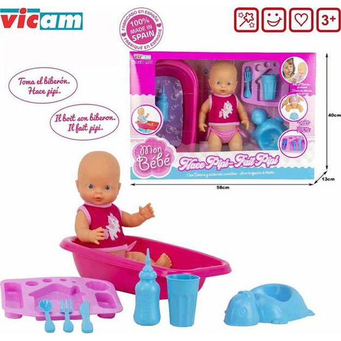 Vicam Muñeco Baby Pipi Comiditas con bañera