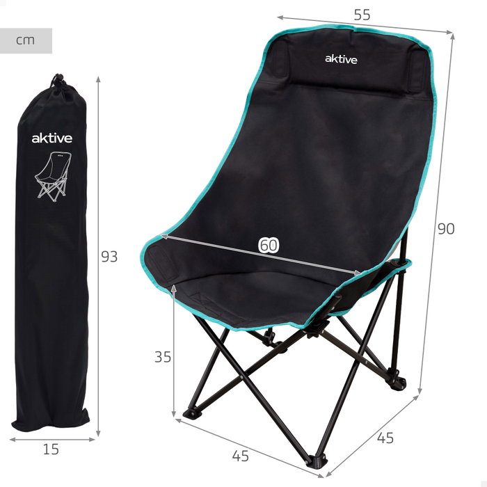 AKTIVE Silla de camping plegable con bolsa