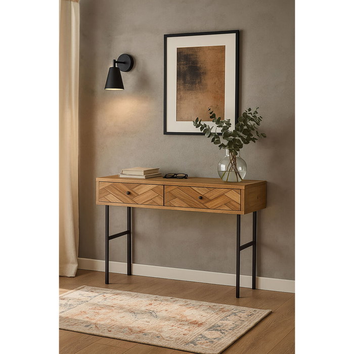 DKD Home Decor Consola ESPIGA de Acacia y Metal Marrón
