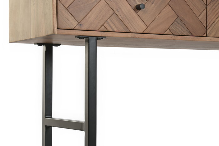 DKD Home Decor Consola Espiga Moderno Acacia y Metal Marron y Negro 40 x 78 x 120 cm