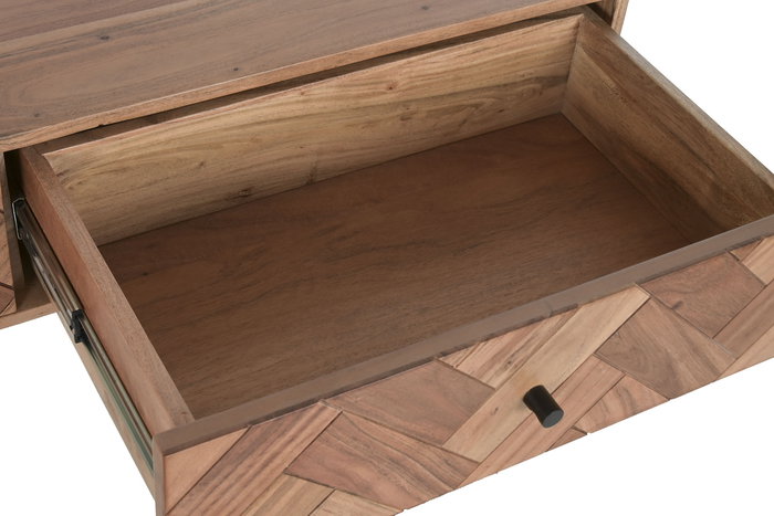 DKD Home Decor Consola Espiga Moderno Acacia y Metal Marron y Negro 40 x 78 x 120 cm