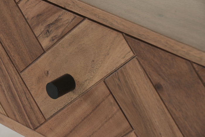 DKD Home Decor Consola Espiga Moderno Acacia y Metal Marron y Negro 40 x 78 x 120 cm