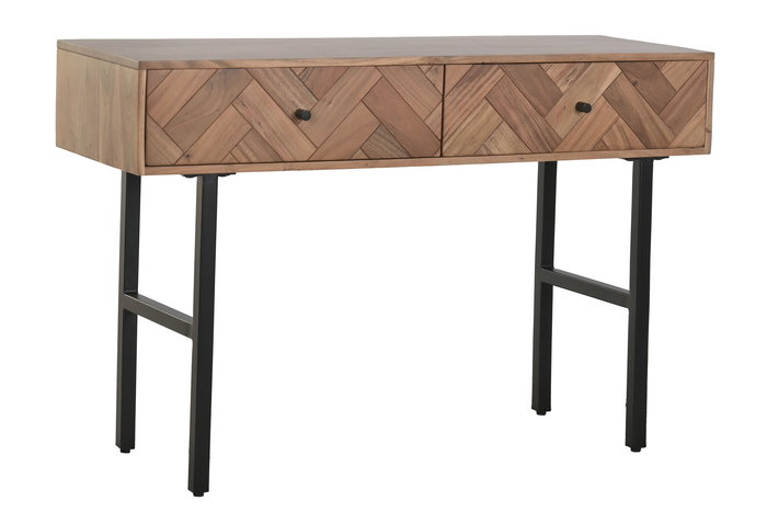 DKD Home Decor Consola Espiga Moderno Acacia y Metal Marron y Negro 40 x 78 x 120 cm