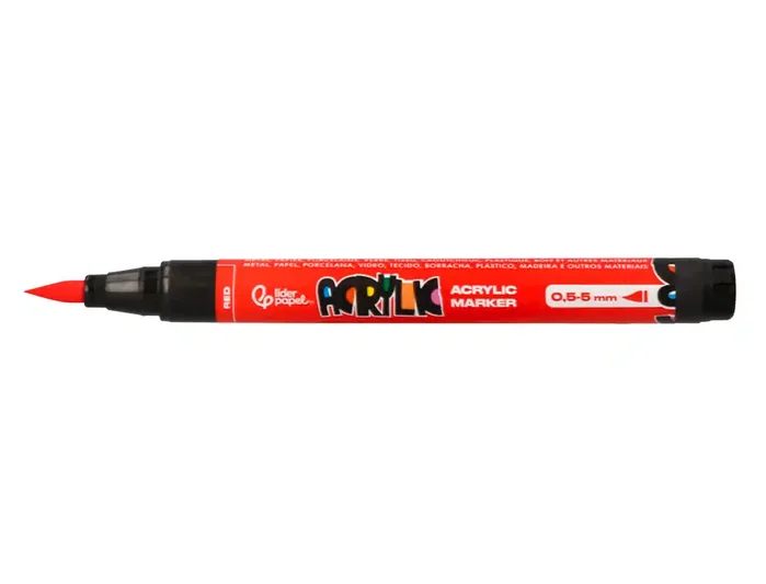 Liderpapel Rotulador Acrílico Punta Pincel, 12 Colores Surtidos