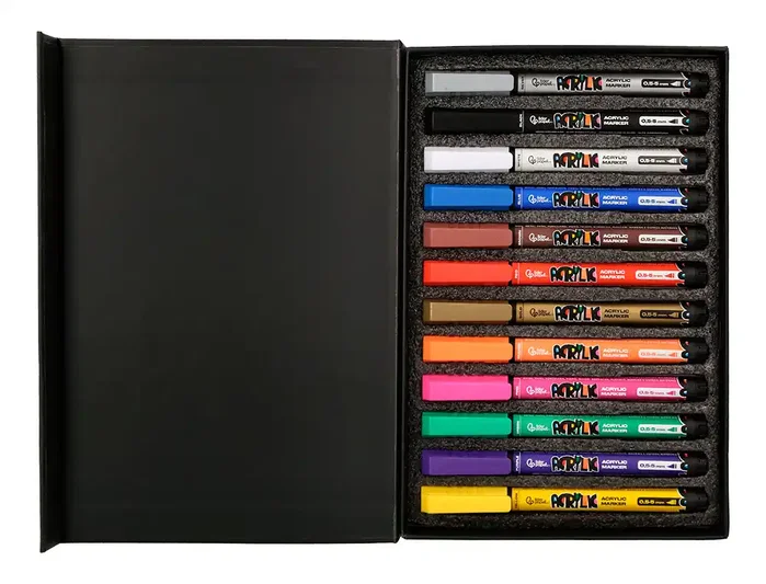 Liderpapel Rotulador Acrílico Punta Pincel, 12 Colores Surtidos
