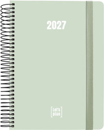 GRAFOPLAS Agenda Anual 2027 Colors con Espiral y Goma A5 Verde Claro