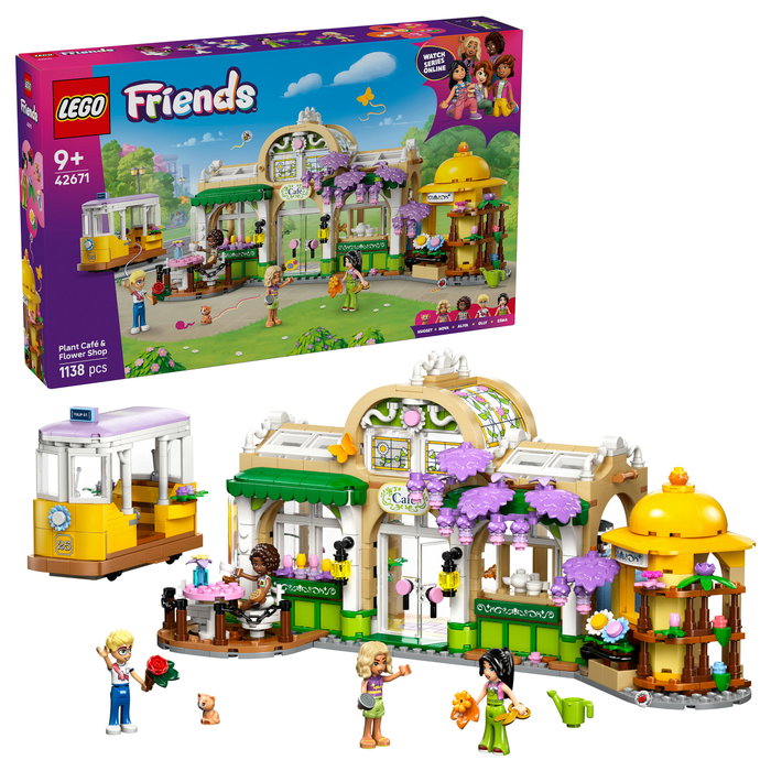 LEGO Friends 42671 Cafetería Botánica y Floristería, Juego de Construcción 1138 Piezas, Multicolor