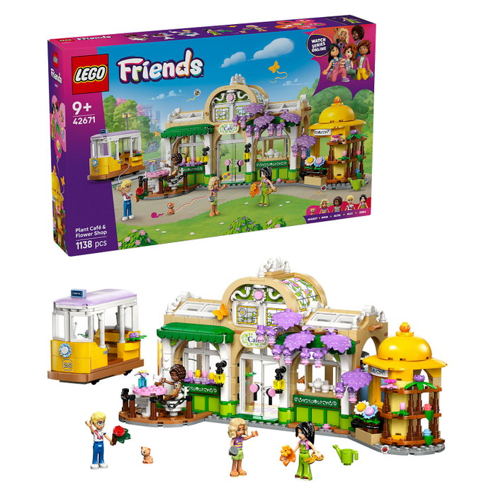 LEGO Friends 42671 Cafetería Botánica y Floristería, Juego de Construcción 1138 Piezas, Multicolor
