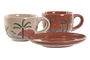DKD Home Decor Calima 2023 Set de 6 Tazas de Café Boho Terracota Beige Dolomita 18x20x20 cm 180ml Apto Microondas Lavavajillas