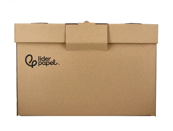 Liderpapel Cajon Contenedor para 3 Cajas de Archivo Definitivo Folio o 3 Archivadores A-Z Manual Carton Reciclado 387x333x260mm