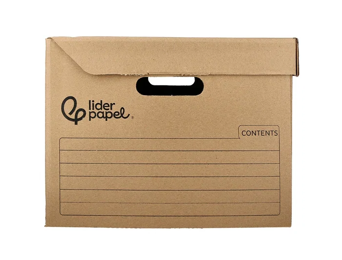 Liderpapel Cajon Contenedor para 3 Cajas de Archivo Definitivo Folio o 3 Archivadores A-Z Manual Carton Reciclado 387x333x260mm