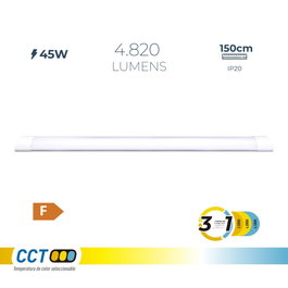 EDM Regleta LED 45W, Temperatura de Luz Variable 6500K/4000K/3000K 3CCT, 4820 lm, Sin Parpadeo, IP20, 150x2.6x7.4 cm