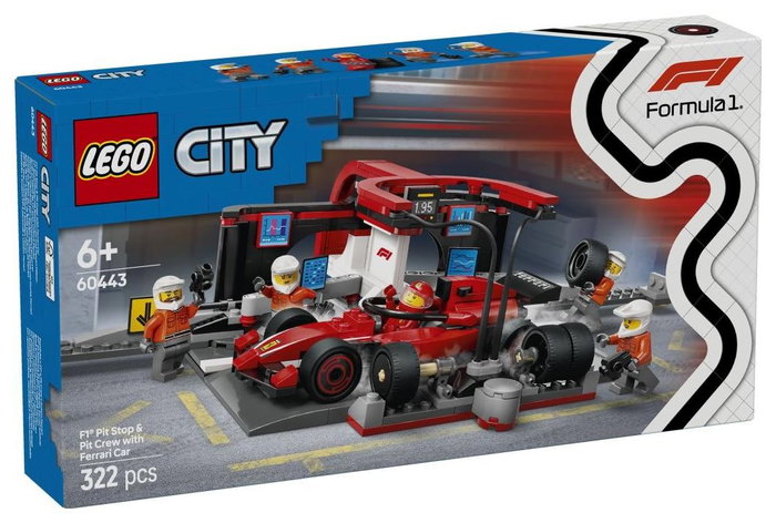 LEGO City Parada en Boxes de F1 y Equipo Mecánico con Ferrari