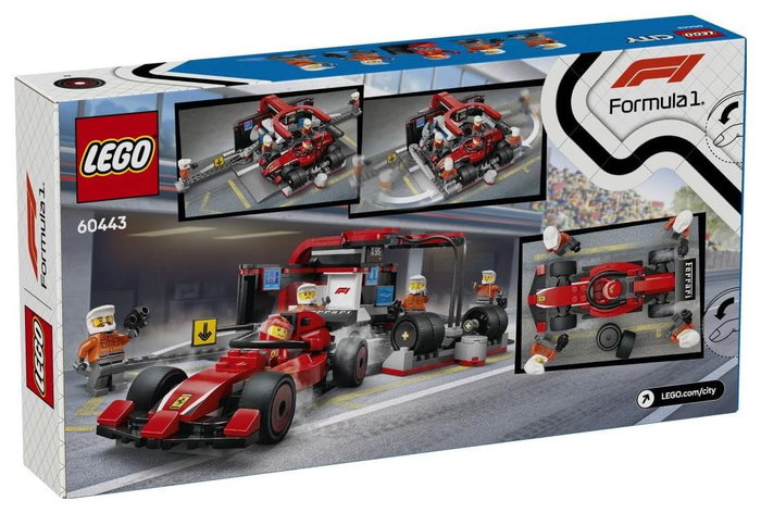LEGO City Parada en Boxes de F1 y Equipo Mecánico con Ferrari