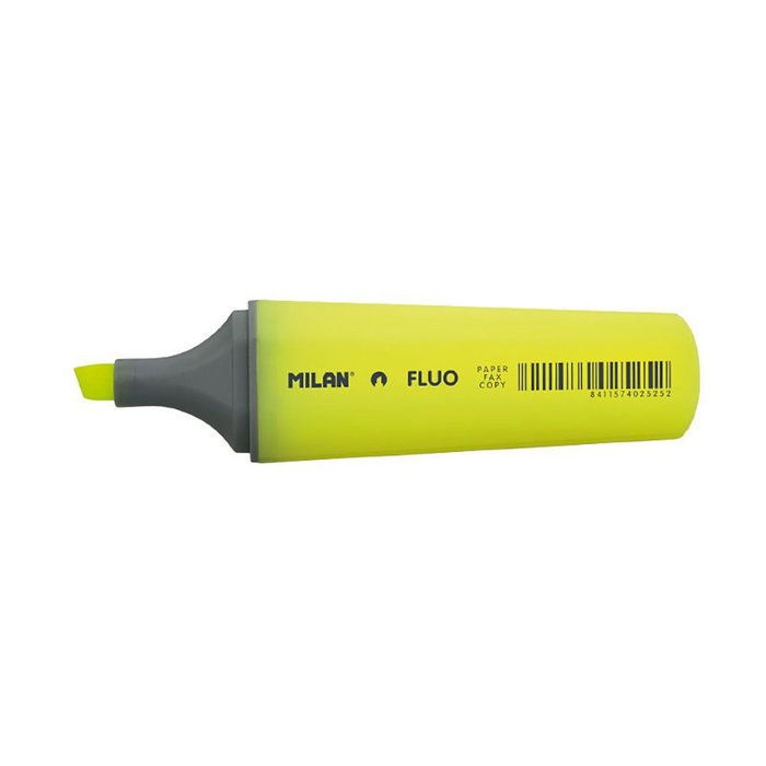 Milán Marcadores fluorescentes color amarillo, Caja de 12 uds, Punta biselada 1-4.8mm, para subrayar y resaltar