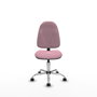 Silla de oficina Algarra con mecanismo Contacto permanente básico tapizada con Tela color Rosa. Equipada con Base cromada, Sin brazos y Ruedas de parqué